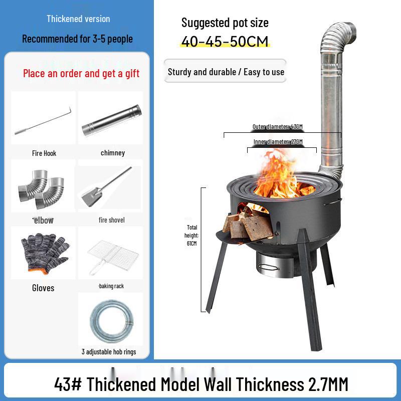 Smokeless Outdoor Firewood Stove for Camping and Home Use