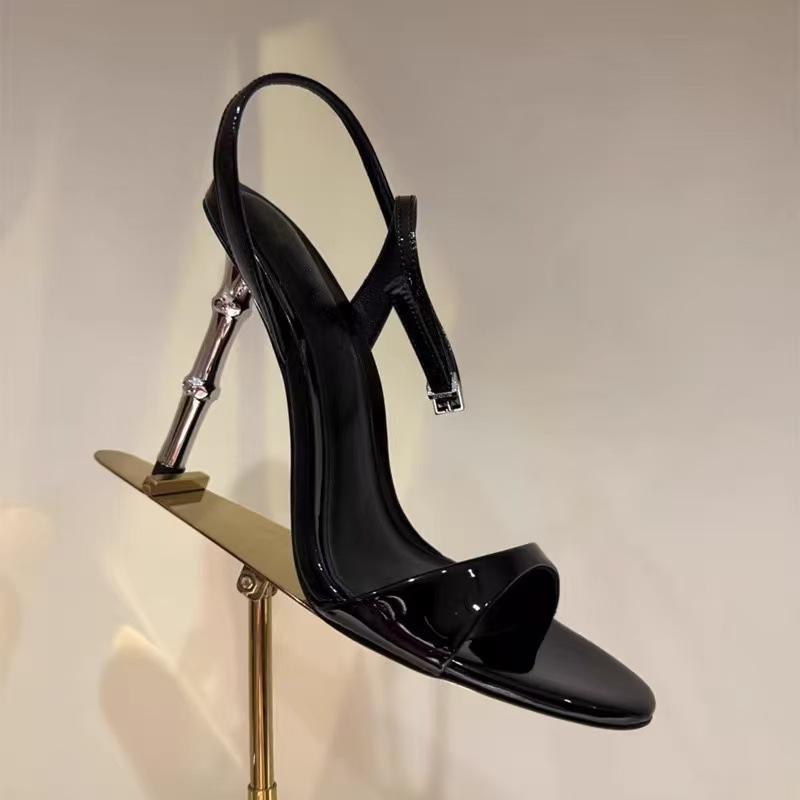 Fashion 2025 New Fashion Patent Leather Ankle Strap Women Gladiator Sandals Elegant Stiletto High Heels Summer Concise Office Lady Shoes