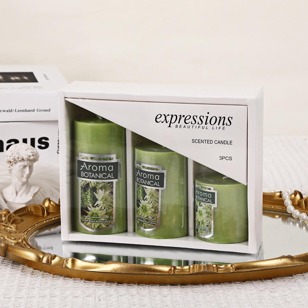 Classic Simple Colorful Cylindrical Scented Candle Home Non-romantic Wedding Long Pole Wax Set