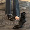 2025 New Women Boots Sexy Pointed Toe Shoes Luxury Party High Heels Shoes Winter Elegant Woman Ankle Boots Mujer Pumps Botas