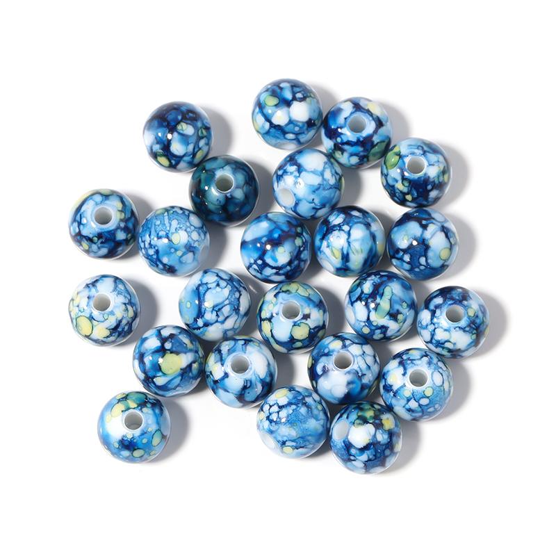 50-100pcs 8/10/12mm Crackle Acrylic Beads Colorful Round Loose Spacer Beads For DIY Jewelry Making Bracelet Necklace Accessories