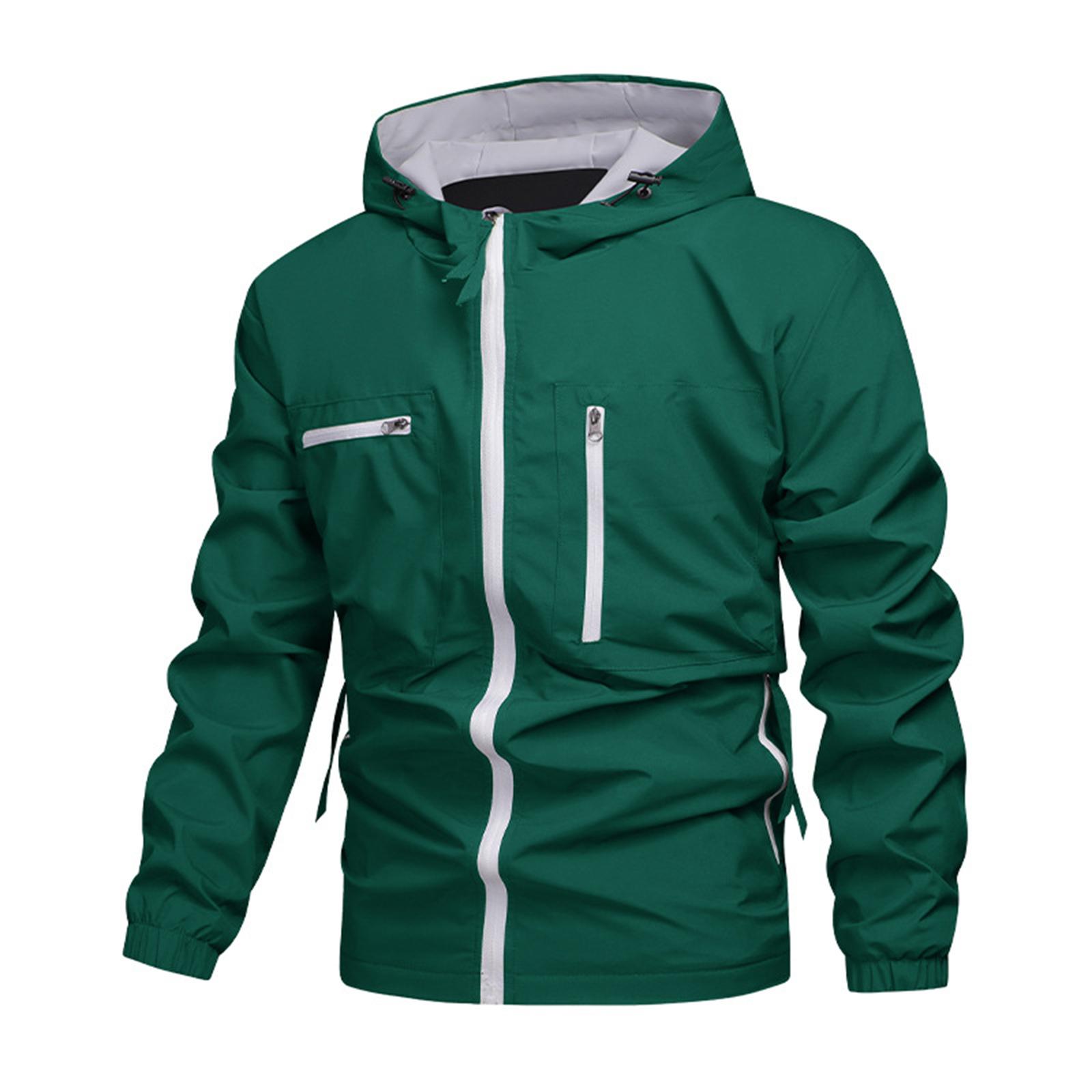 

Мужская свободная куртка Модная куртка с капюшоном и множеством карманов M зелёный