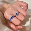 2026 High-end Weaving Design Blue Spinel Ring Light Luxury Red Corundum Earrings Colorful Treasure Set High Carbon Diamond Ear Buckle Women