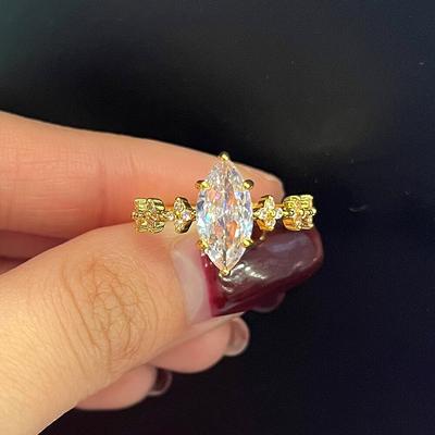 Crystal Marquise Kubieke Zirkoon Trouwringen voor Vrouwen Eenvoudig Stijlvol Ontwerp Vrouwelijke Vinger-ring Party Gift Mode-sieraden