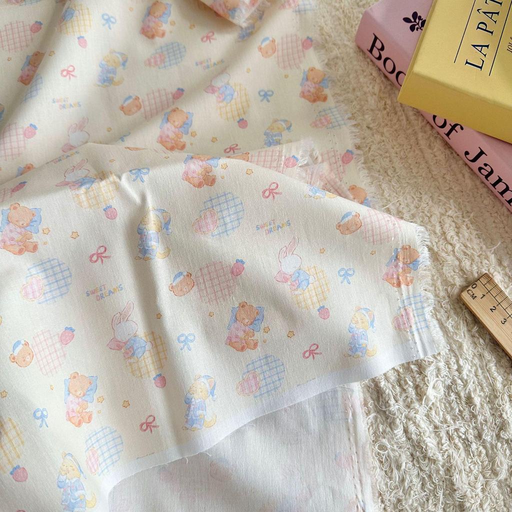Korean Style 100% Cotton Digital Print Cartoon Fabric for Children's, Family, and Homewear DIY