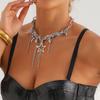 Multilayer Vintage Star Rhinestone Tassel Pendant Necklace Y2K Choker Chain Jewelry Accessories