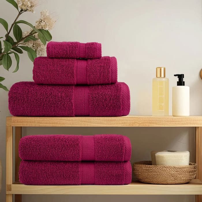 VidaXL Serviettes de toilette premium SOLUND 4 pièces Bordeaux 30 x 30 cm 600 g/m² 137204