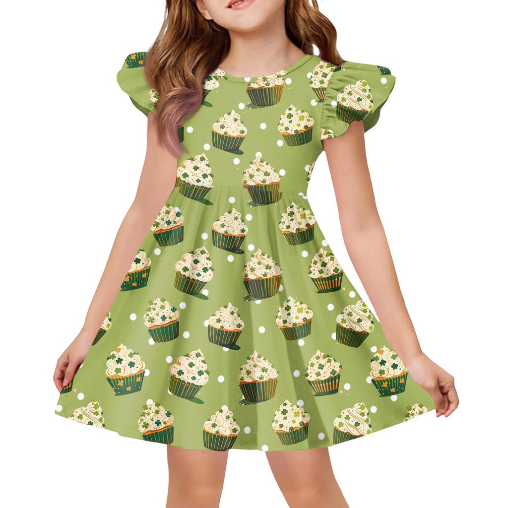 Girls' Summer Princess Dress - A-Line T-Shirt Dress St. Patrick's Day