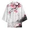 Sakura Kimono Wafuu Hanten Cardigan Mens Summer Long Happi Festival Costume Event Grand Celebration Sunscreen Three-Quarter Sleeve Open-Collar Shirt