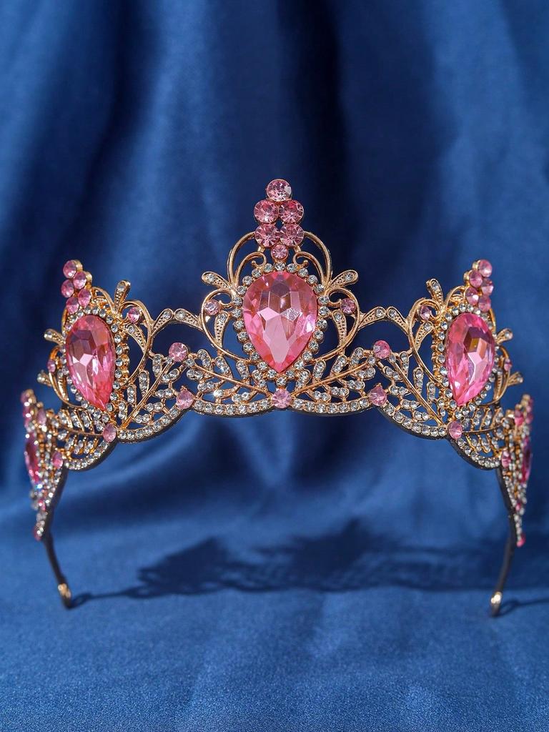 Vintage Gold Purple Crystal Bridal Tiara Baroque Rhinestone Crown Women Wedding Pageant Prom Evening Party