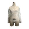 Spring Ladies Butterfly Jacquard Mesh Slim Small Standing Collar Long Sleeve T-Shirt