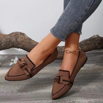 Neue Damen-Strick-Slip-on-Flats Atmungsaktiv Bequem Einfarbige Gehschuhe Lässige Spitze Zehenspitze Gehende Sneaker