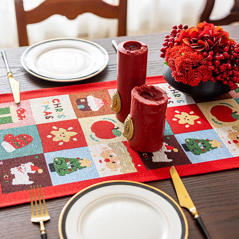1PC Jacquard Dining Decor Ball Tassel Kitchen Polyester  Christmas Table Runner Party Table Decor Holiday 2 Sizes