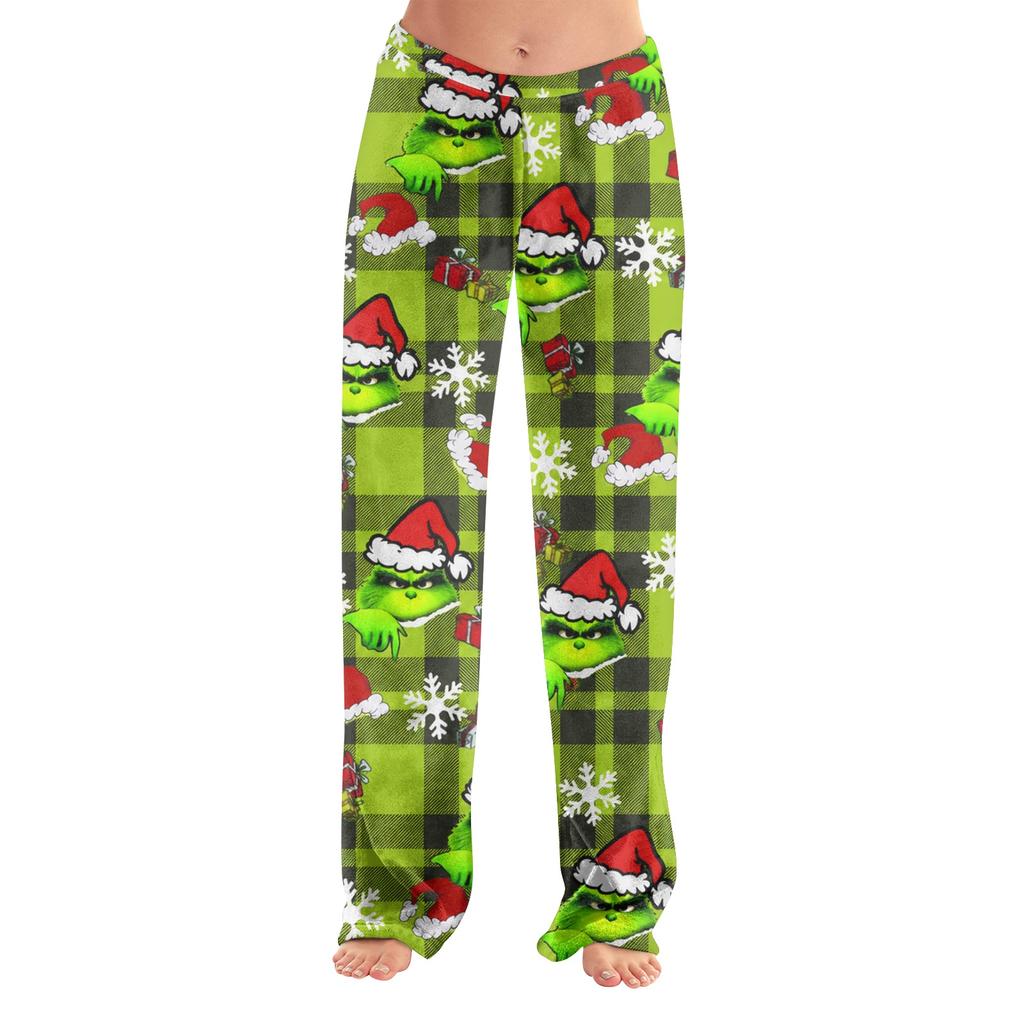 Women's Christmas Print Pants, Casual Pajama Bottoms for Holiday Wear