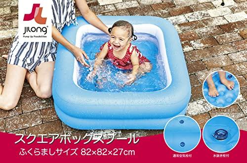JILONG Rechteckiger Kastenpool, 82 x 82 x 27cm (aufgeblasene Größe), mit Luftkissenboden, JL-688079 BL, Klein
