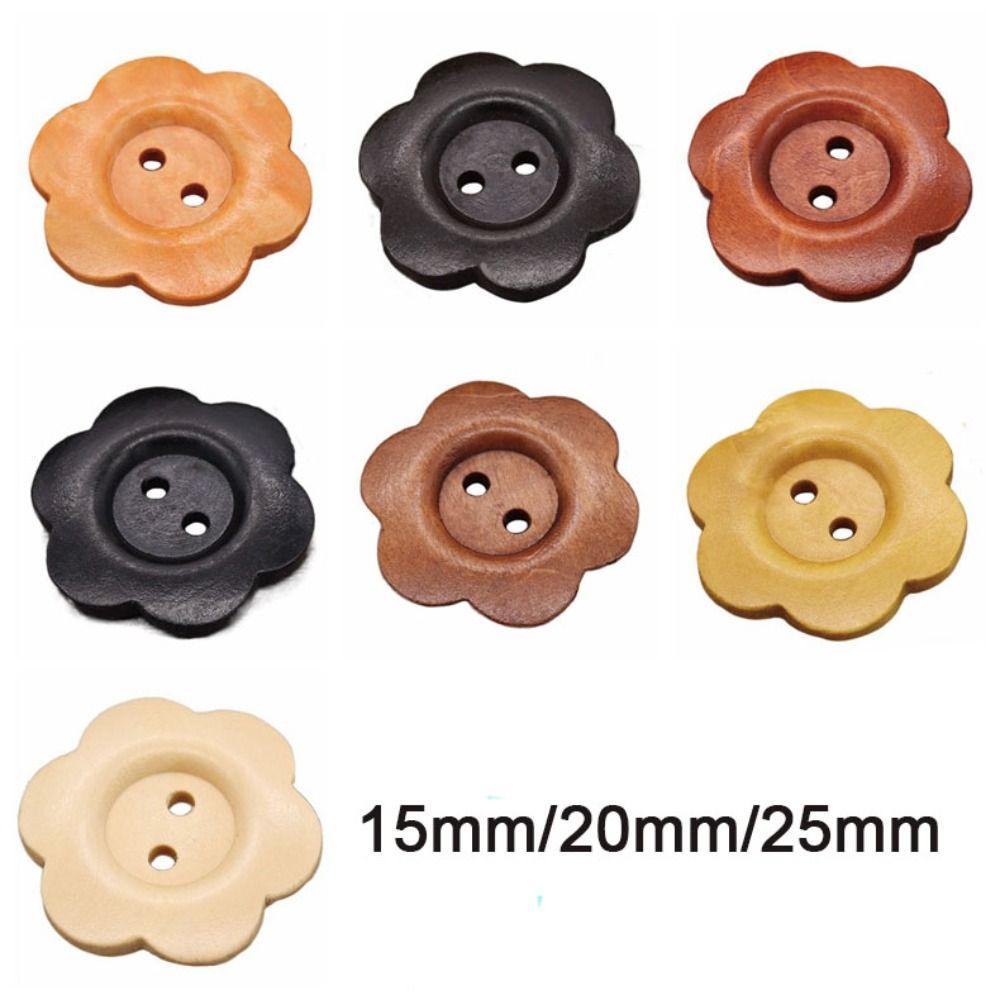 50PCS Round Clothing Button Flower Shaped Sewing Button Overcoat Wood Buttons  Clothing Sewing