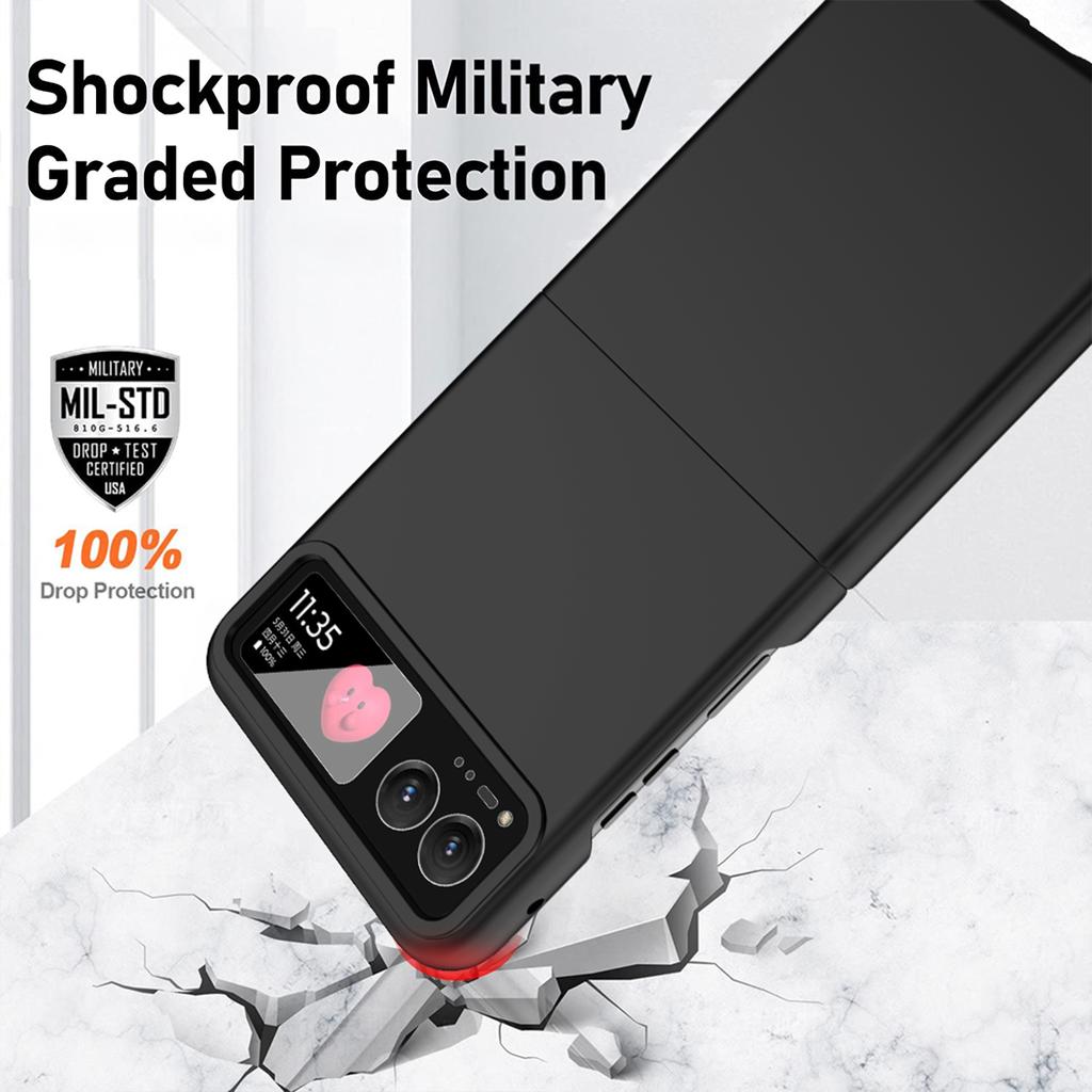 Husă de telefon din PC cauciucat pentru Motorola Razr 40 5G cu folie de protecție din sticlă temperată pentru ecranul posterior