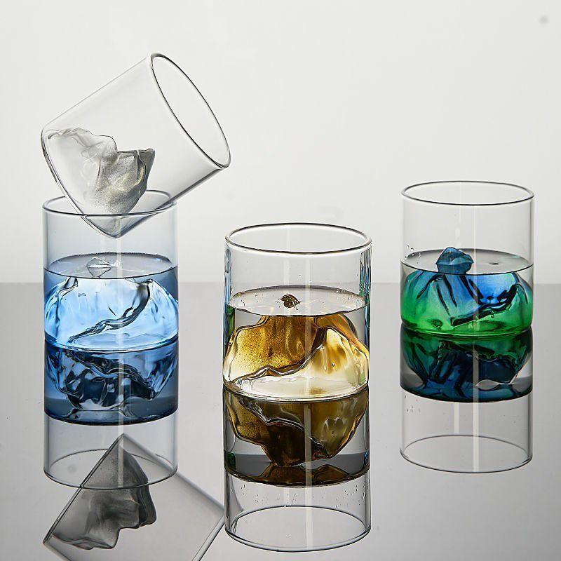 Whisky glass Japanese 3D Mountain Water Glacier Mug Vodka Wine Cup Fuji Artwork Gift Bottle Hot Glass Drinkware