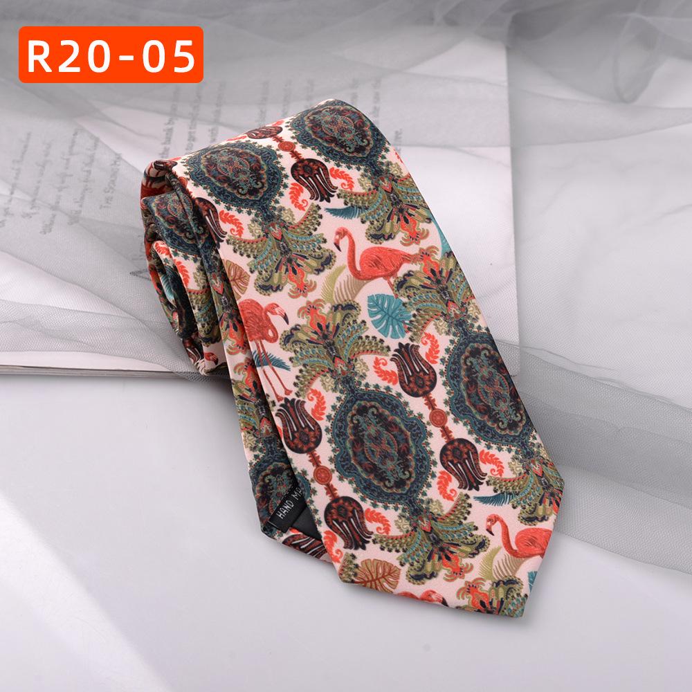 Retro Hong Kong Tie: Literary Casual Style with Animal & Floral Patterns for Men & Women