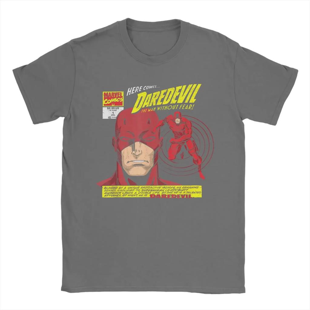 This Vintage Black Marvel Daredevil Comic T-shirt Captures the "Man Without Fear" Vibe for Retro Superhero Fans Who Love Classic Art