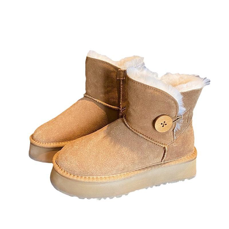 Snow Boots Women's Low-top Thick-soled Plush Cotton Shoes Winter 2025 New Mao Mao Shoes Wear Thermal Cotton Shoes