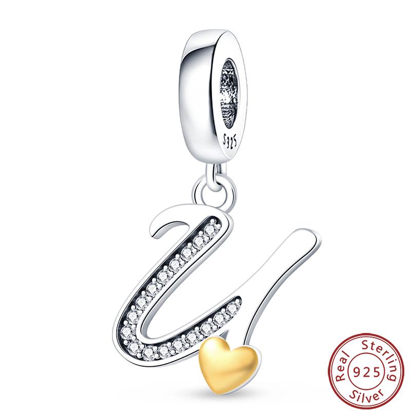 26 English Letter Series Copper Gold Heart-Shaped Design Charms Beads 3Mm Diy Fine Jewelry Making