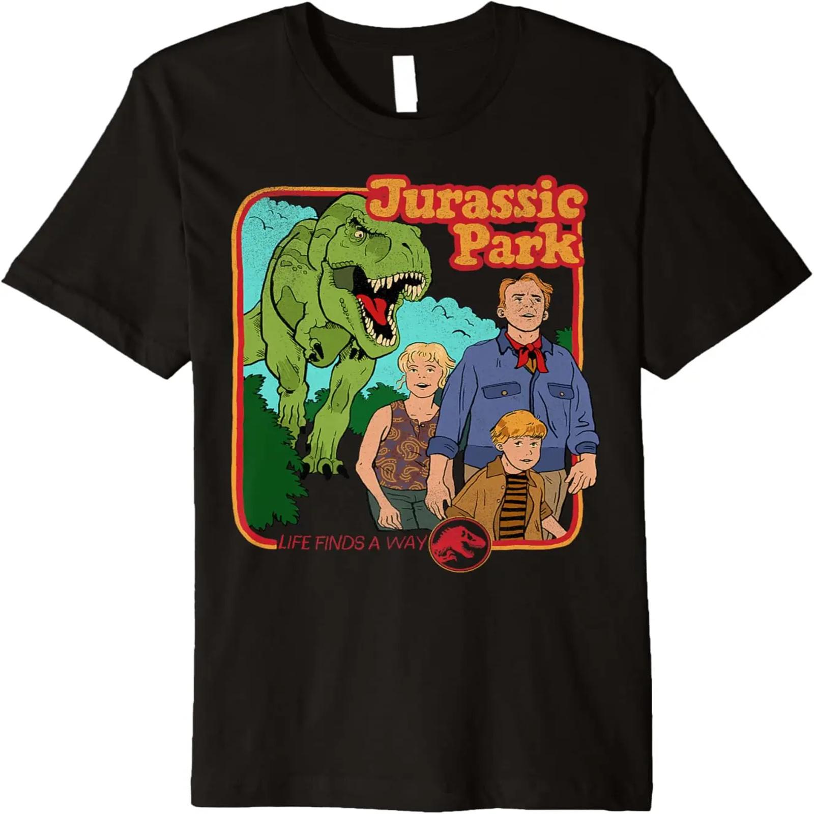 Jurassic Park Retro Life Finds A Way Park Poster Premium T-Shirt S чёрный