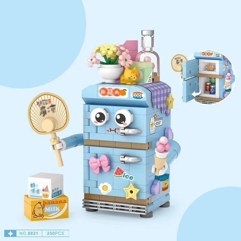 Small Construction Block Toaster Tv Set Household Appliance Model Assembled Brick Diy Fun Game Toy Gift Suitable For Home Decoration
