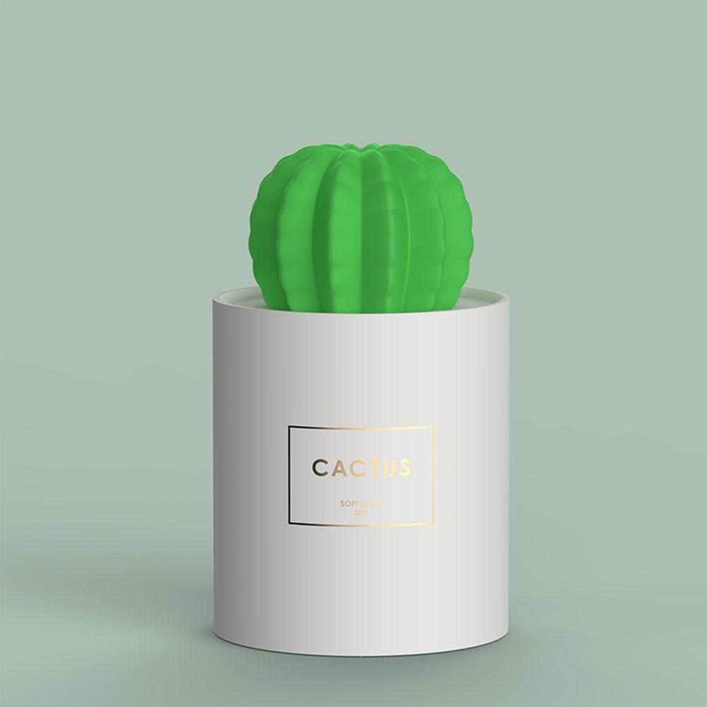 

280mL Cactus Timing Air Humidifier USB Aromatherapy Diffuser Aroma Mist Maker Home Bedroom Desktop Night Light white
