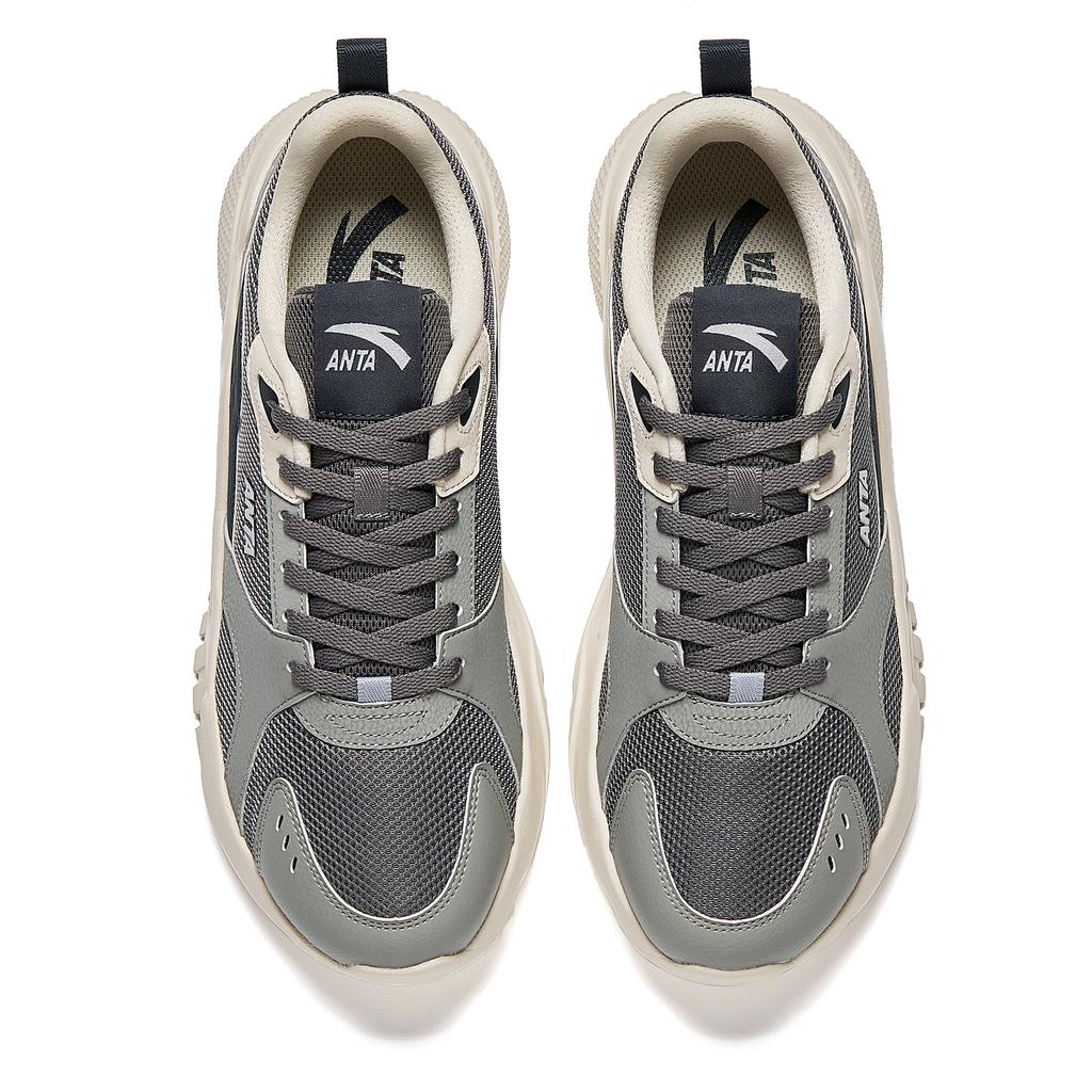 Anta Lifestyle Series Sports Slip-Resistant Durable Breathable Lightweight Low-Top Casual Shoes Men sneaker Gray Black 912518810-4