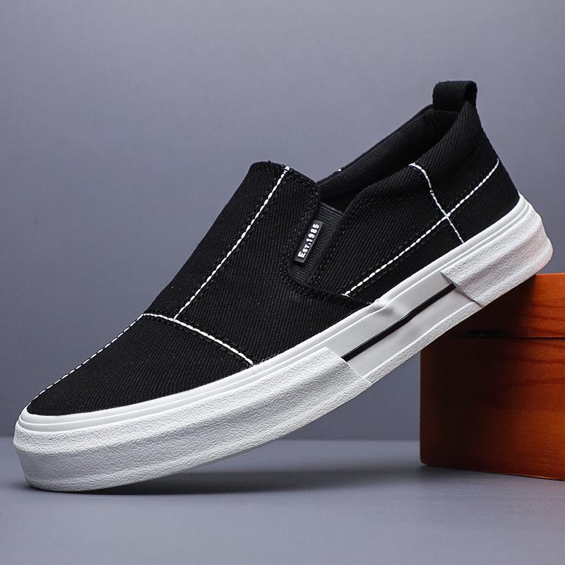 

Модная мужская парусиновая обувь, дышащие слипоны, мужские кроссовки, повседневная удобная мужская обувь, дизайнерская обувь для мужчин SS25112 38 чёрный