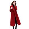 Red Double-sided Wool Coat Women's Extended Autumn and Winter New Wedding Thin Temperament Wool Coat