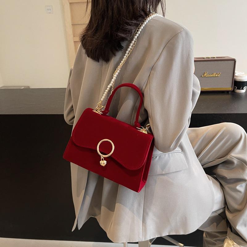 Rote High-End kleine Tasche Damentasche neue Hochzeitshandtasche Retro-Kette Messenger Brauttasche