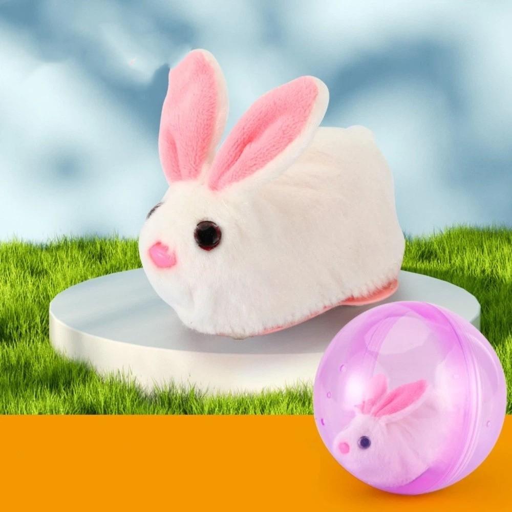 Realistic Rabbit Interactive Cat Toy Transparent Rabbit Rolling Ball  for Dogs Cats Pink Model B