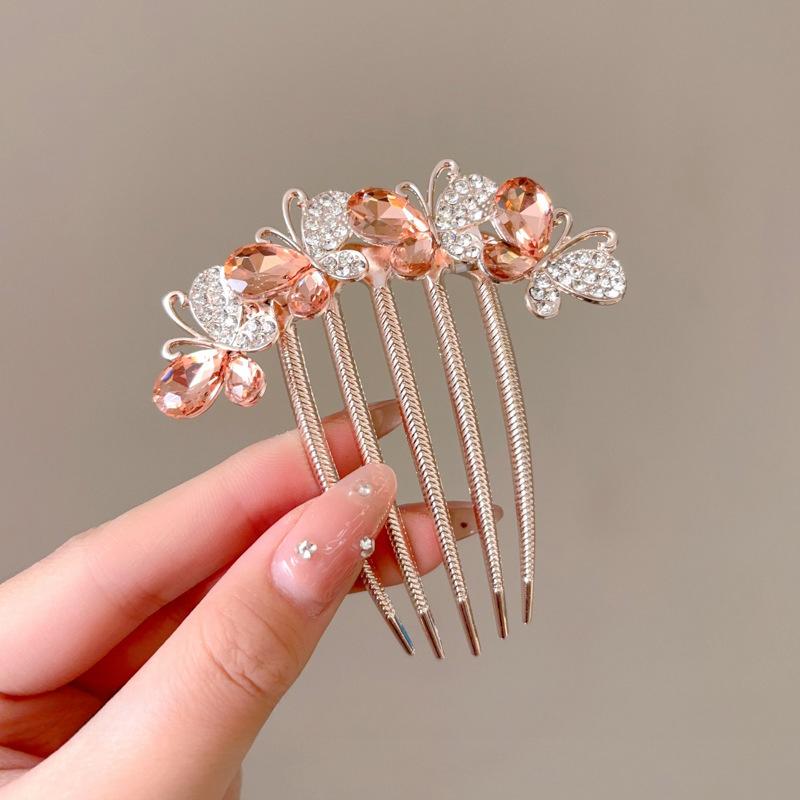 New Hairpin Female Disc Hair Artifact U-shaped Fixed Four Toothed Insert Comb Hairpin Ancient Style Flower Headpiece