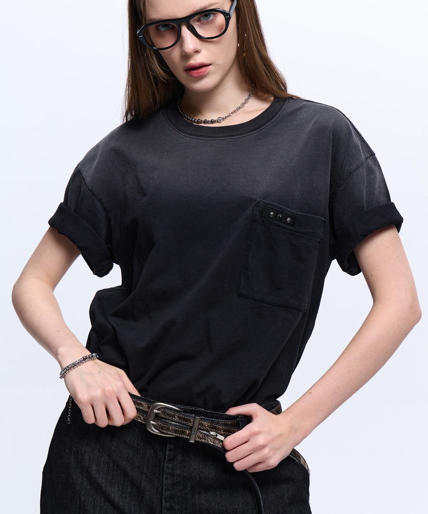 Aleseueseussi Rivet Pocket Washing T-Shirt - Black