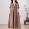 Übergröße, langes Sommerkleid mit Vintage-Druck für Damen, elegantes, kurzärmeliges, lockeres Sommerkleid in Übergröße