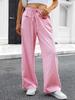 Women's High Rise Wide Leg Pants Loose Fit Trousers Plaid Drawstring Woven Spring Casual Long Pants For Daily Street Outfit