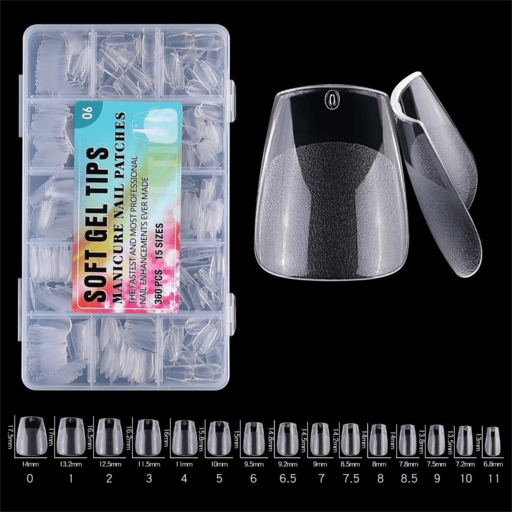 360Pcs Ultra-short Semi-frosted Transparent Nail Plates Traceless Full Cover Dual Nail Forms Almond Oval Coffin Square Reusable