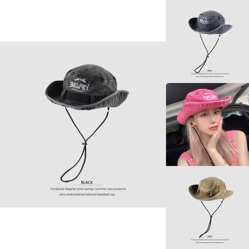 Belfry Embroidery Letter Fisherman Hat Fashion Outdoor Bucket Hat Sun Protection