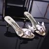 Fashion Rhinestone Heeled Shoes Stylish High Quality Slides New Collection Non Slip 2025 Trend Pvc Women's Slippers and Ladies Sandals