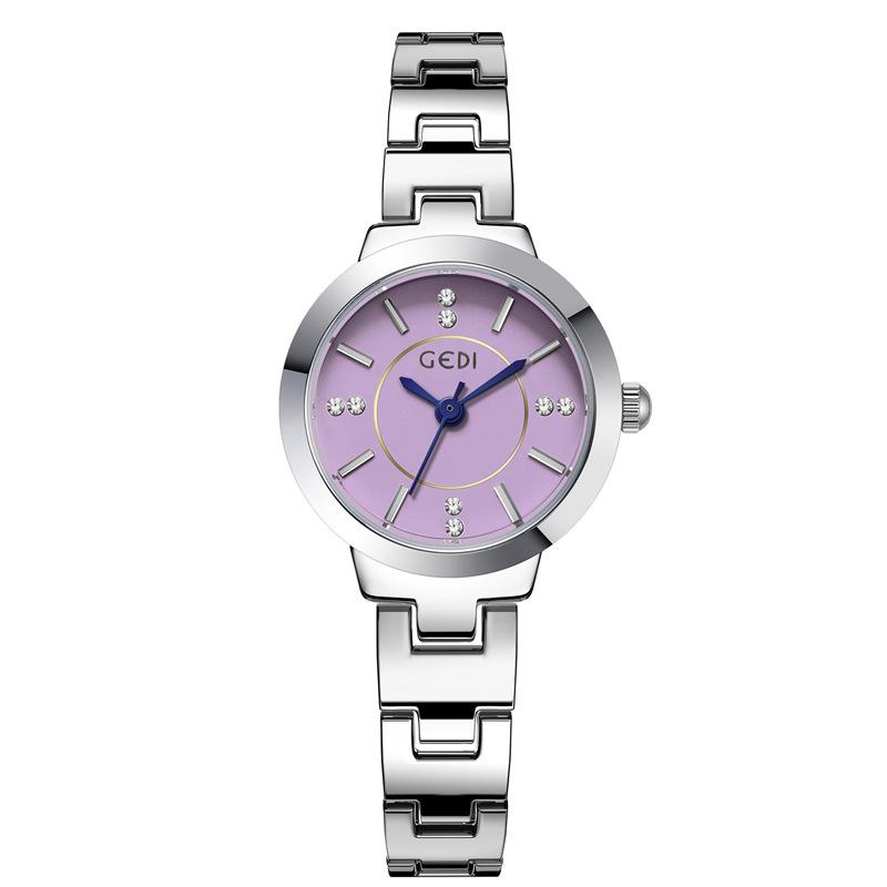 GEDI Luxusmarken-Uhr Damen Mit Diamanten besetzte Studentenuhren Wasserdicht Silbernes Armband Damenmode Quarz-Armbanduhren Geschenk