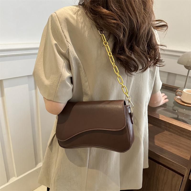 Yogodlns Vintage Leather Crossbody Bags for Women Designer Female Small Flap Shoulder Underarm Bag Armpit Handbags and Purses
