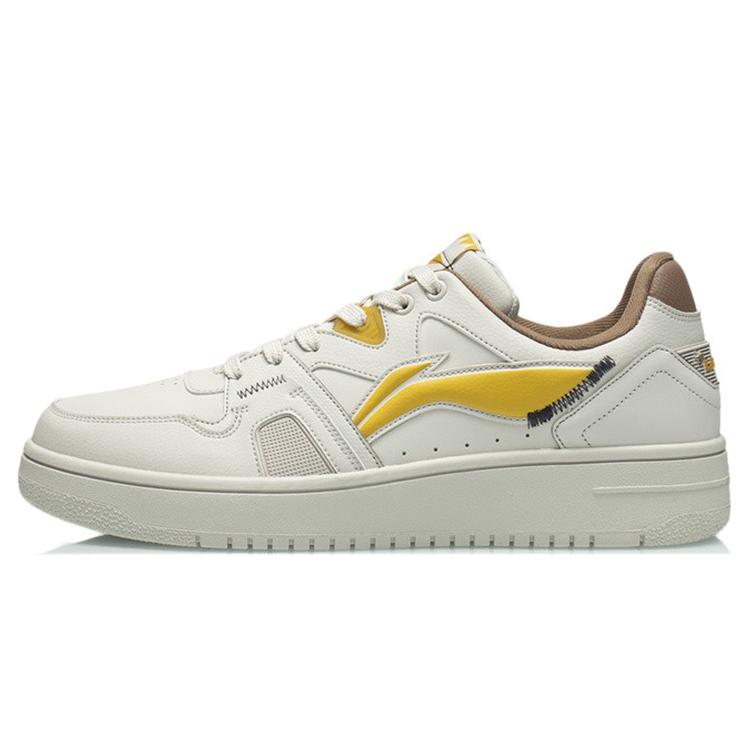 

Li Ning Synthetic Leather Slip Resistant Abrasion Resistant Low top Skateboard Shoes Men s White Yellow AGCR317-4 44