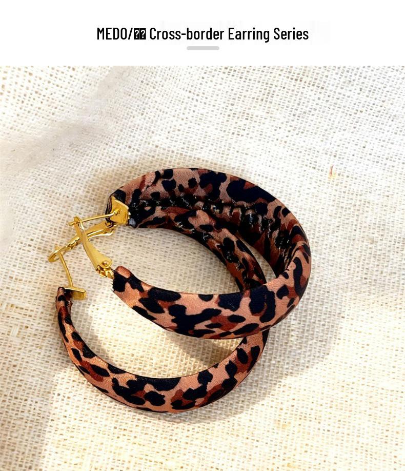 Sterling Silver PU Handmade Retro Leopard Print Ear Cuffs