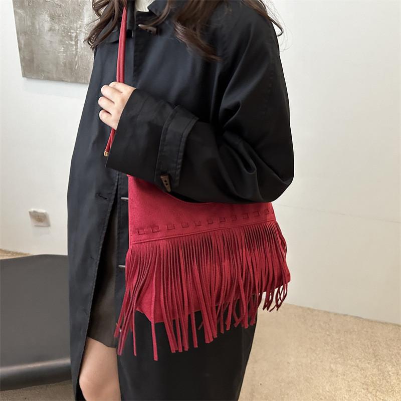 Borsa Tote da Donna Vintage Elegante con Frange Grande Capacità Borsa a Mano Chic per Tutti i Giorni