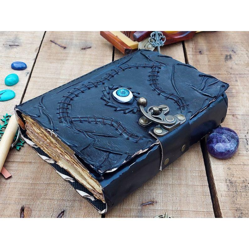Vintage Leather journal grimoire Spell Book Third eye Magik wicca pegan Notebook for Travel Sketchbook Men Women Best Gift