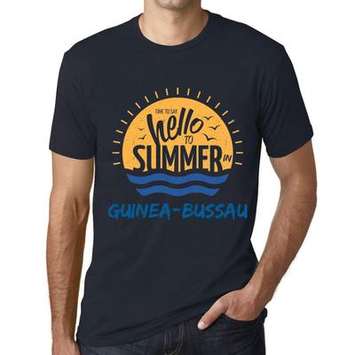 Camiseta Vintage para Hombre Camiseta Gráfica Hora de Decir Hola al Verano en Guinea-Bissau Azul Marino