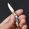 7.2cm Shell Brass Steel Folding Knife Pocket Keychain Portable Resin Steel Knives Survival EDC Tool Cutter Peeler Hunting Gift