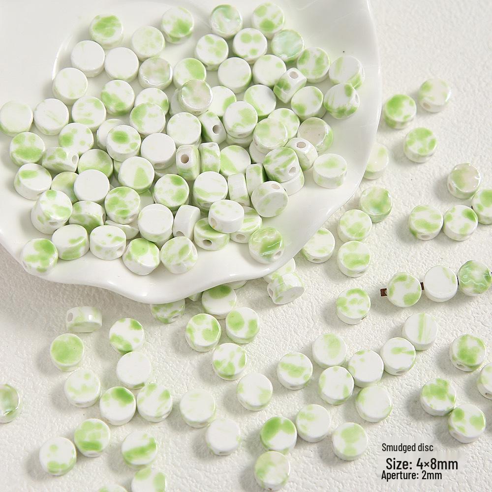 Handmade Cute Flower & Heart Green Ceramic Beads for DIY Jewelry